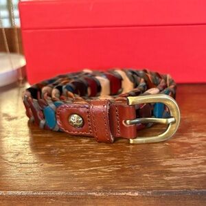 Braided Leather Belt with Brass Buckle